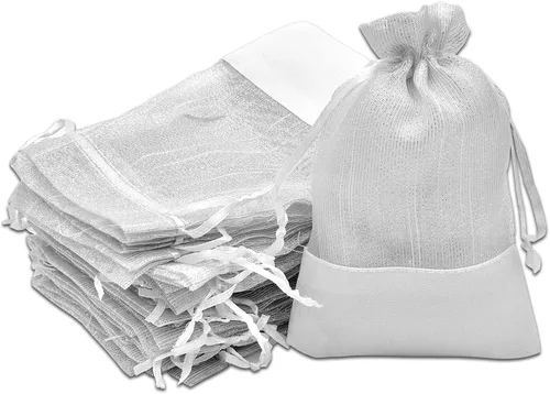 Miniatura 18 de TheDisplayGuys For Your Modern Living Paquete de 24 bolsas de regalo de lino y organza negra con cordones (XS 3 x 4), recuerdos de fiesta, muestras