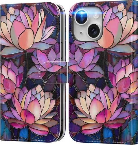 Miniatura 95 de DEENAKIN Funda tipo cartera para iPhone 15 con tarjetero + clip para efectivo, bloqueo RFID, protección contra caídas de grado militar y obras