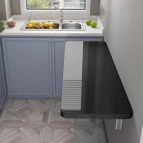 SAHUL Mesa plegable montada en la pared, resistente con soporte, para lavandería, cocina, bar en casa, cocina y comedor, oficina, mesa Negro