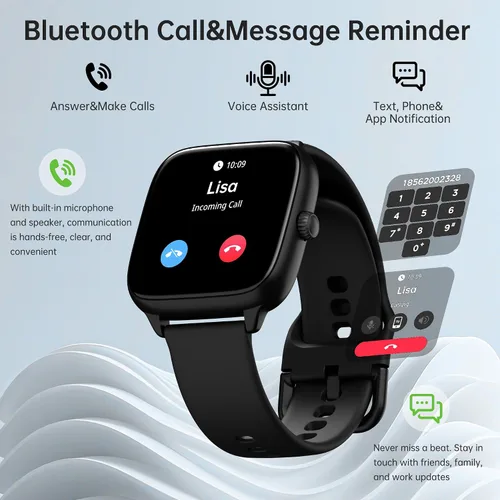 Miniatura 2 de Sunorshop Rastreador de actividad física para responder/hacer llamadas, reloj inteligente con presión arterial, oxígeno en sangre, monitor