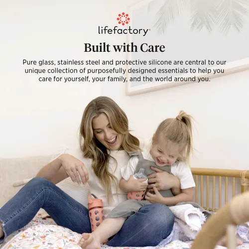 Miniatura 9 de Lifefactory Biberón de vidrio de 9 onzas con pezón etapa 2 y funda protectora de silicona frambuesa