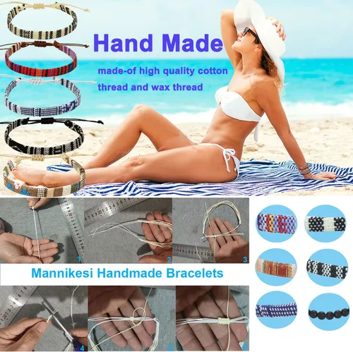Miniatura 3 de Conjunto de pulseras de playa para hombres y mujeres, pulseras para hombres, pulseras bohemias hechas a mano, pulseras envolventes de joyería