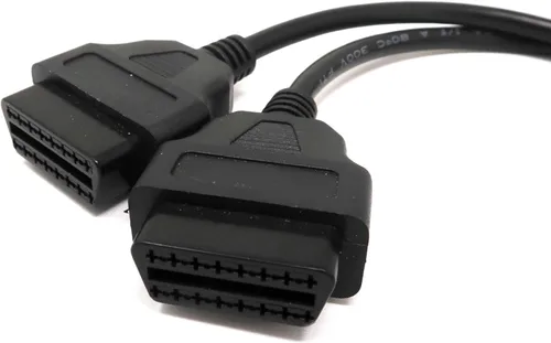 Miniatura 5 de Cable divisor OBD2 en Y, adaptador macho de 16 pines a hembra doble, cable resistente de 24 AWG, conexión de dispositivo doble, enchufe de ángulo