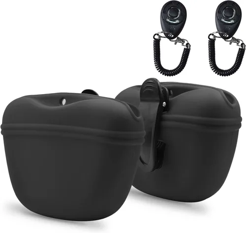 Miniatura 9 de AUDWUD Bolsa de Silicona para Premios de Perro, Con Clicker de Entrenamiento para Perros, Contenedor de Entrenamiento Portátil con Clip, Conveniente