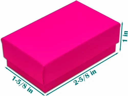 Miniatura 2 de The Display Guys - Paquete de 100 cajas de cartón de papel kraft rellenas de algodón #21 para joyas, cajas de regalo, color fucsia neón