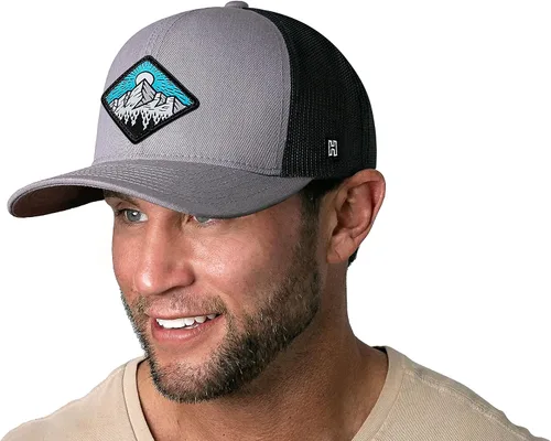 Miniatura 3 de HAKA Sombrero de camionero de campamento, sombrero de malla de montaña para hombres y mujeres, gorra de béisbol ajustable a presión, sombrero de golf