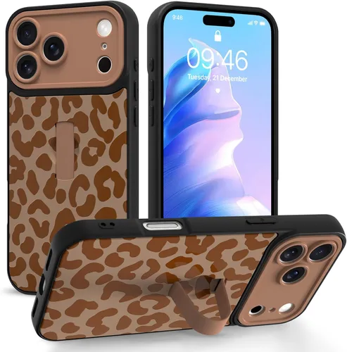 Miniatura 62 de Funda compatible con iPhone 17 Pro Max con correa de mano para los dedos, funda de teléfono con estampado de leopardo y guepardo para mujeres