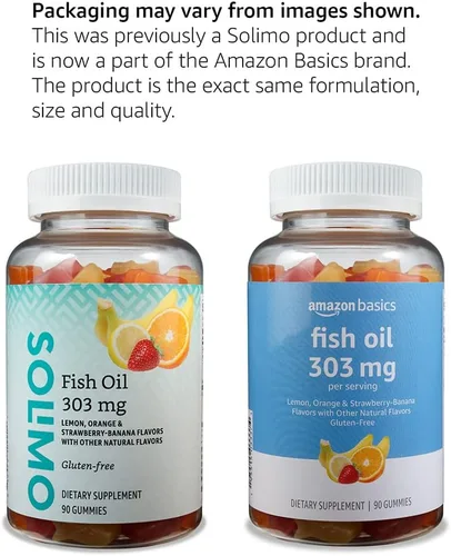Miniatura 6 de Amazon Basics Aceite de pescado 303 mg, sabores de limón, naranja y fresa-plátano, 90 gomitas (2 por porción), ácidos grasos omega-3 EPA y DHA