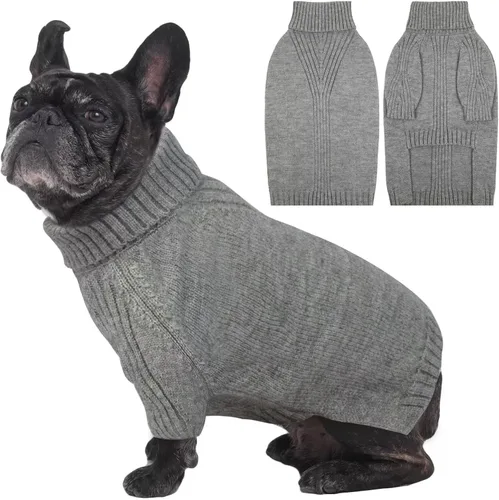 Miniatura 44 de IECOii Suéter extragrande para perro, suéteres térmicos cálidos para perros de raza gigante, ropa de punto, cuello alto de invierno, elástica