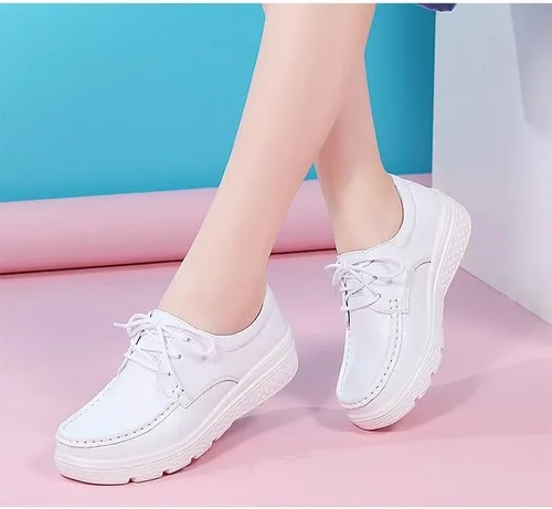 Miniatura 6 de Zapatos de enfermería ligeros y antideslizantes para mujer, cómodos zapatos de trabajo con cordones, zapatos de trabajo de enfermería, cuidado