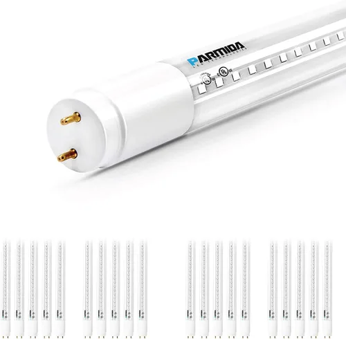 PARMIDA - Paquete de 20 tubos de luz LED T8 híbridos tipo A+B, 4 pies, 18 W (reemplazo de 40 W), cubierta transparente, alimentación de extremo
