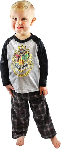 Miniatura 4 de INTIMO Conjunto de pijama raglán de Harry Potter Hogwarts School Crest para niños grandes, Negro