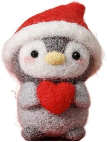 Miniatura 11 de Kit de fieltro de aguja de lana de pingüino para principiantes, kit de fieltro con almohadilla de fieltro de aguja, agujas de fieltro, lana