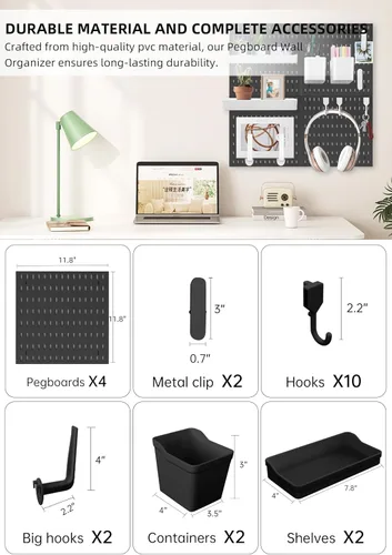 Miniatura 2 de Tablero organizador de pared, eleva y ordena tus juegos y oficina, crea un espacio perfectamente estructurado (negro)