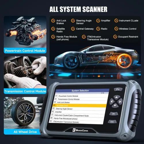 Miniatura 3 de Escáner BOSSCOMM IF745 OBD2 2026, herramienta de escaneo de lector de códigos de automóvil de todos los sistemas con 6 reinicios, sangrado