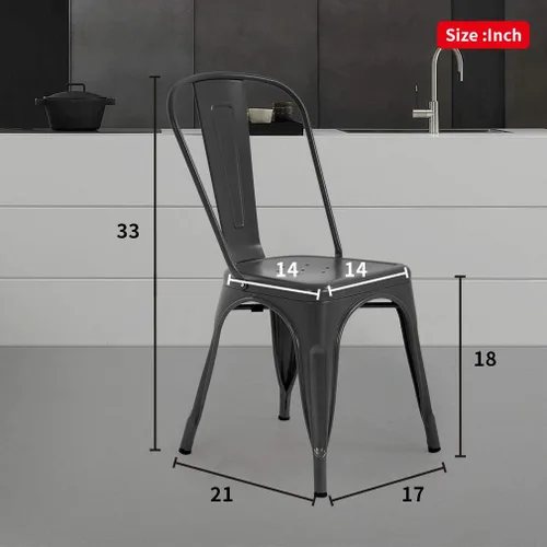 Miniatura 3 de FDW Sillas de comedor de metal, sillas de metal, silla de patio, altura del asiento, silla de comedor, cocina, sillas de restaurante Tolix, silla