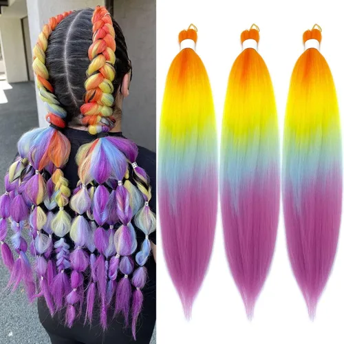 Miniatura 37 de Pelo trenzado corto 1B negro preestirado Extensiones de pelo trenzado para niños para trenzas de caja sin nudos, pelo trenzado preestirado de 16
