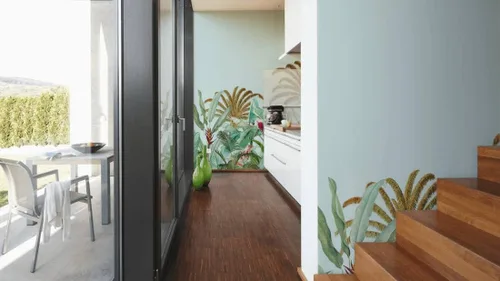Miniatura 6 de CONCORD WALLCOVERINGS ™ Papel tapiz floral para dormitorio, hojas de palmera, azul, verde, marrón, 104 pulgadas de ancho x 110 pulgadas de alto, 5