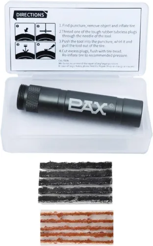 PAX Kit de reparación de neumáticos de bicicleta sin cámara de 12 piezas, incluye recipiente de almacenamiento, herramienta de enchufe, 5 tapones de