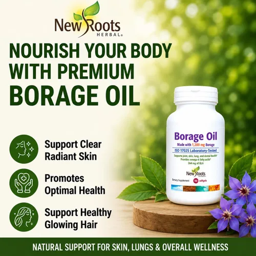 Miniatura 8 de NEW ROOTS HERBAL Suplemento de aceite de borraja 1200 mg Aceite de semilla de borraja orgánico prensado en frío (90 cápsulas blandas), suplemento