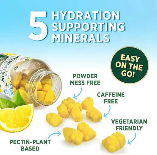 Miniatura 6 de Gomitas de electrolitos de hidratación, gomitas de reposición líquida diaria, multiplicador de electrolitos con minerales, potasio y sal real