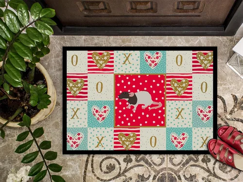 Miniatura 3 de Caroline's Treasures CK5459MAT Dumbo Rat Love Felpudo de 18 x 27 pulgadas, tapete rojo para puerta delantera para interiores y exteriores