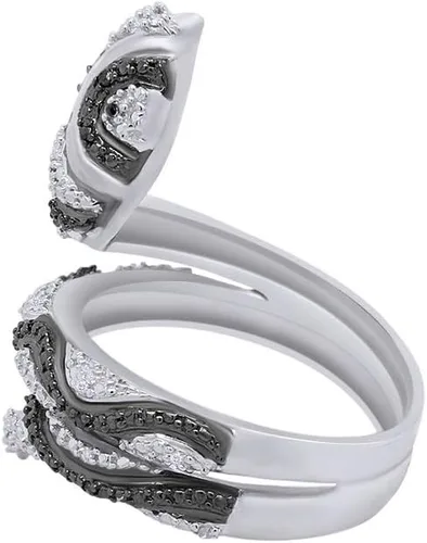 Miniatura 2 de Jewel Zone US Anillo de compromiso y boda con diamantes naturales en blanco y negro (0,07 quilates)