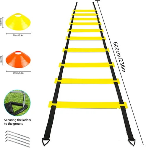 Miniatura 2 de Conos de escalera de fútbol de agilidad de 20 pies para equipo de entrenamiento como regalos para niños Amarillo