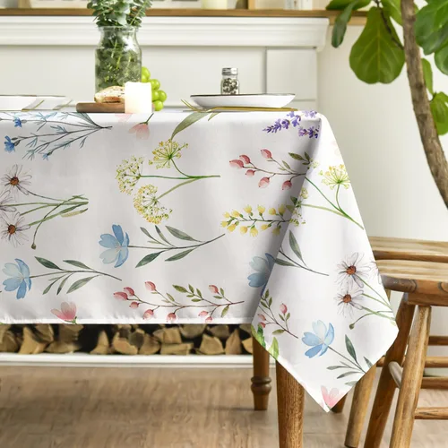 Miniatura 4 de Horaldaily Mantel rectangular de primavera de 52 x 70 pulgadas, diseño de flores silvestres, hierbas florales, elegante, lavable, para fiesta