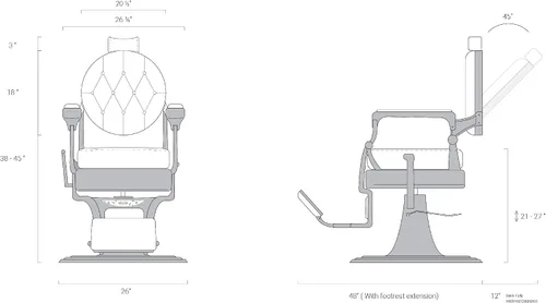 Miniatura 5 de Berkeley Truman - Silla de peluquero vintage, silla de peluquería reclinable, asiento negro con marco cromado Negro chrome