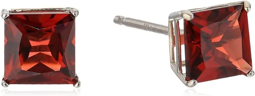 Tienda Collection 10k White Gold Princess Cut November Birthstone Citrine Square Stud Earrings for Women