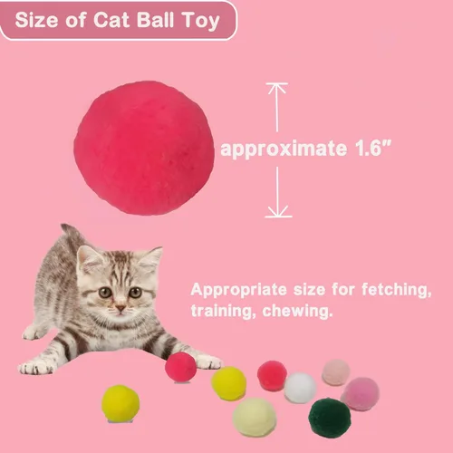 Miniatura 3 de Pelotas de pompón de juguete para gatos, bolas de felpa suave para juego interactivo y entrenamiento de mascotas, juguetes ligeros de poliéster