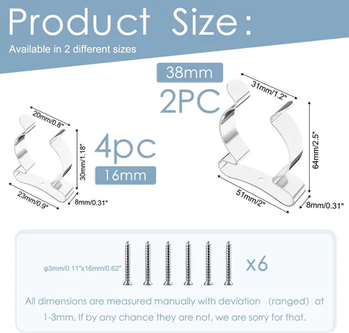 Miniatura 3 de 3-H Paquete de 2 soportes para ganchos de barco, clips de resorte de 1 1/2 pulgadas, 4 unidades, clips de rizo de resorte de 5/8 pulgadas