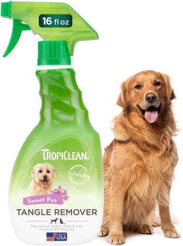 Miniatura 11 de TropiClean Sweet Pea Spray desenredante y desengrasante para gatos y perros Acondicionador para perros en aerosol derivado de ingredientes