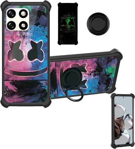 Miniatura 20 de Aroepurt Funda compatible con Nothing Phone 2a Phone Case Cover [PC duro + silicona suave] [soporte de anillo] [efecto luminoso] YGH-BQ