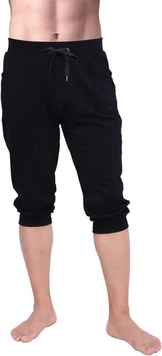 Miniatura 2 de HDE Pantalones cortos capri de yoga para hombre con bolsillos para correr