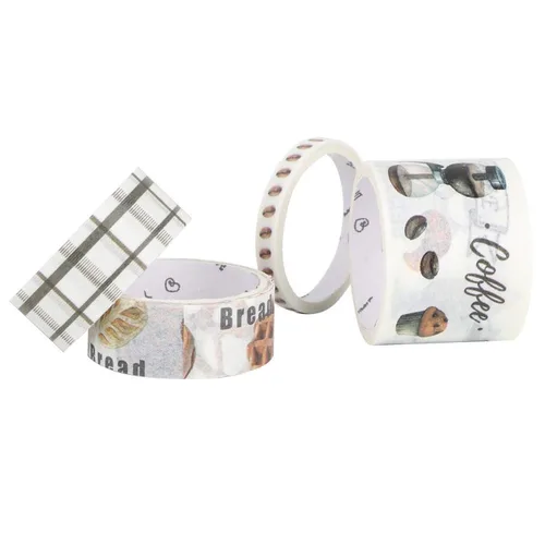 Miniatura 8 de Washi - Juego de 4 cintas adhesivas decorativas para diarios de viñetas, álbumes de recortes, estilo cultural café, cinta Washi para álbumes