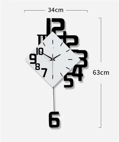 Miniatura 2 de Home Decoration Clock Wall Clock Modern Decorative with Pendulum Square Simple Wood for Living Room Cafe Restaurant Clocks Wall(34 * 63cm)