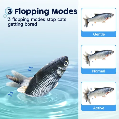 Miniatura 3 de Potaroma - Juguetes para gatos con SilverVine y menta de gato, pescado en movimiento flexible para perros pequeños, de ejercicio, interactivos