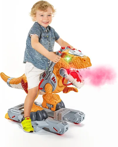 Miniatura 10 de Coches de Dinosaurio Montables para Niños, Juguetes Eléctricos con Música, Luz y Humo, Regalo para Niños de 3 a 5 Años, Patinete para Preescolar