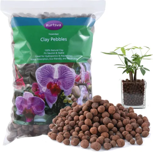 Piedrecillas de arcilla orgánicas naturales, 2 libras 8mm-18mm, bolas de Leca expandidas para el suelo de jardín de plantas, medio de cultivo para