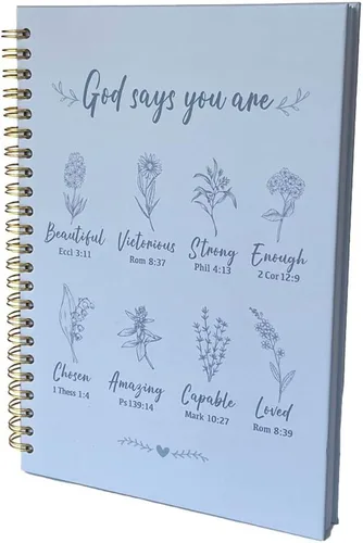 Miniatura 9 de Cuadernos cristianos en espiral para mujeres - Diario de oración para estudio bíblico con "Dios dice", 140 páginas, cuaderno de materias de tapa