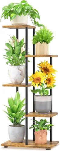 Miniatura 21 de LASZOLA Soporte Negro de Madera de 5 Niveles para Plantas de Interior para Macetas Más Grandes de Servicio Pesado, Estantes Verticales Resistentes