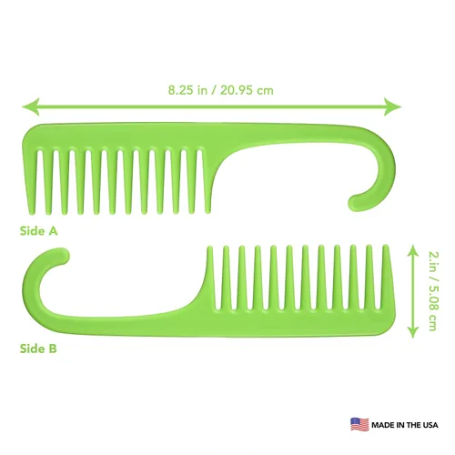 Miniatura 3 de Allegro Combs Peine de ducha con gancho para cabello rizado, para desenredar en húmedo o seco, 1 unidad, color verde