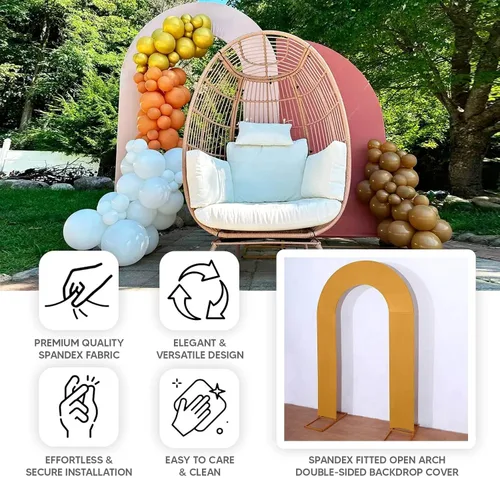 Miniatura 4 de Efavormart - Funda de arco abierto de elastano beige de 7 pies, doble cara, ajuste cómodo, en forma de U, para bodas escandalosas y decoración