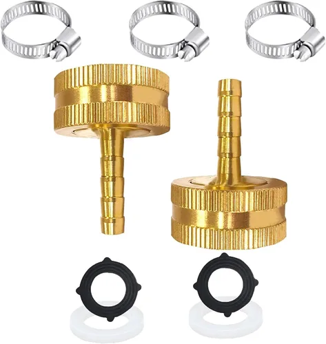 Miniatura 11 de AOPANDA Conector de reparación de extremo de manguera de agua de latón macizo con púa de 1/4" x rosca GHT hembra de 3/4", incluye abrazaderas