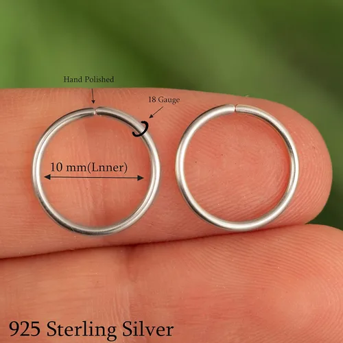 Miniatura 118 de Aretes de aro de oro de plata – Aretes de aro para mujer, dos piezas de aros de plata fina rellenos de oro, aro de hélice, anillo de tragus, aro