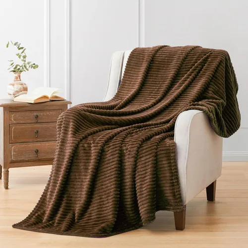 Miniatura 49 de Vessia - Manta de forro polar de franela (50x70 pulgadas), manta 3D de jacquard negra, esponjosa y cálida para sofá, sillón, cama, silla, 300GSM