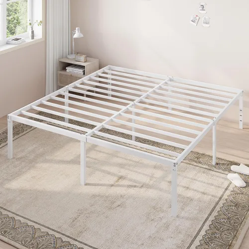 Miniatura 14 de Allewie Base de cama individual, camas de plataforma de metal de 18 pulgadas con espacio de almacenamiento, no necesita somier y fácil montaje, Negro