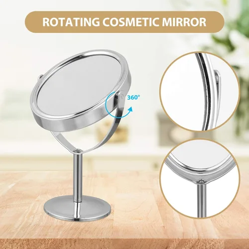 Miniatura 6 de Espejo giratorio de escritorio para baño, espejo cosmético con aumento, espejo de tocador con soporte, espejo giratorio giratorio de doble cara